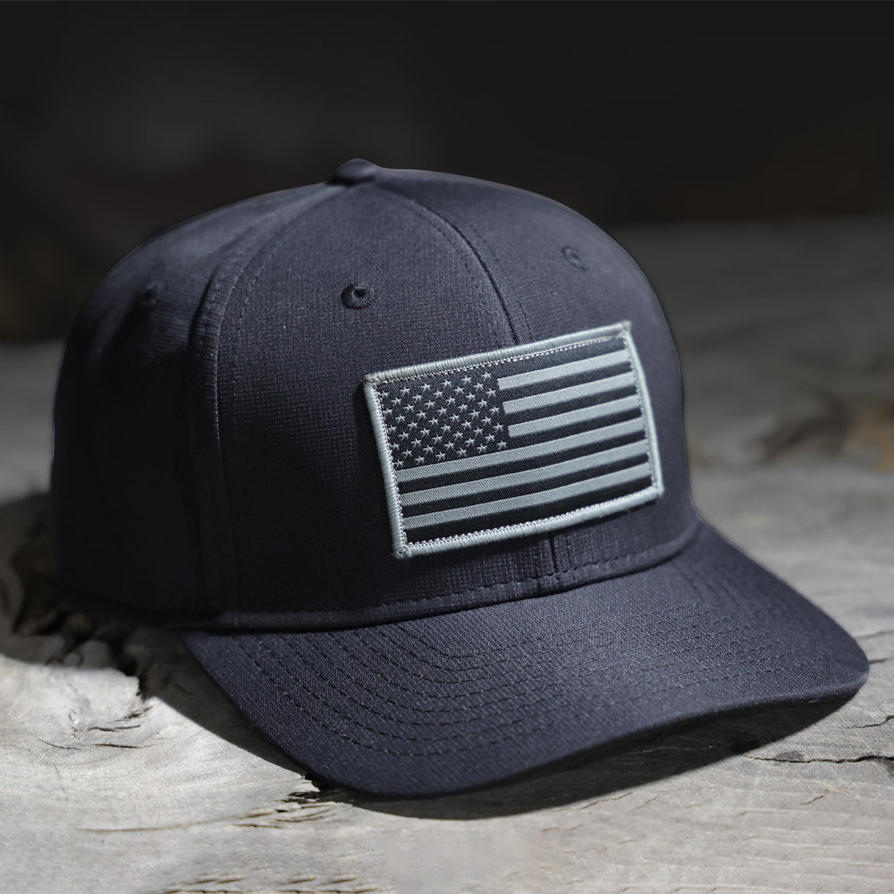Riverside American Flag Hat Structured Ripstop Cap Black