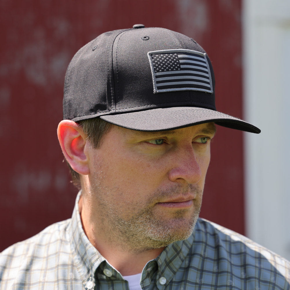 Riverside American Flag Hat Structured Ripstop Cap Black