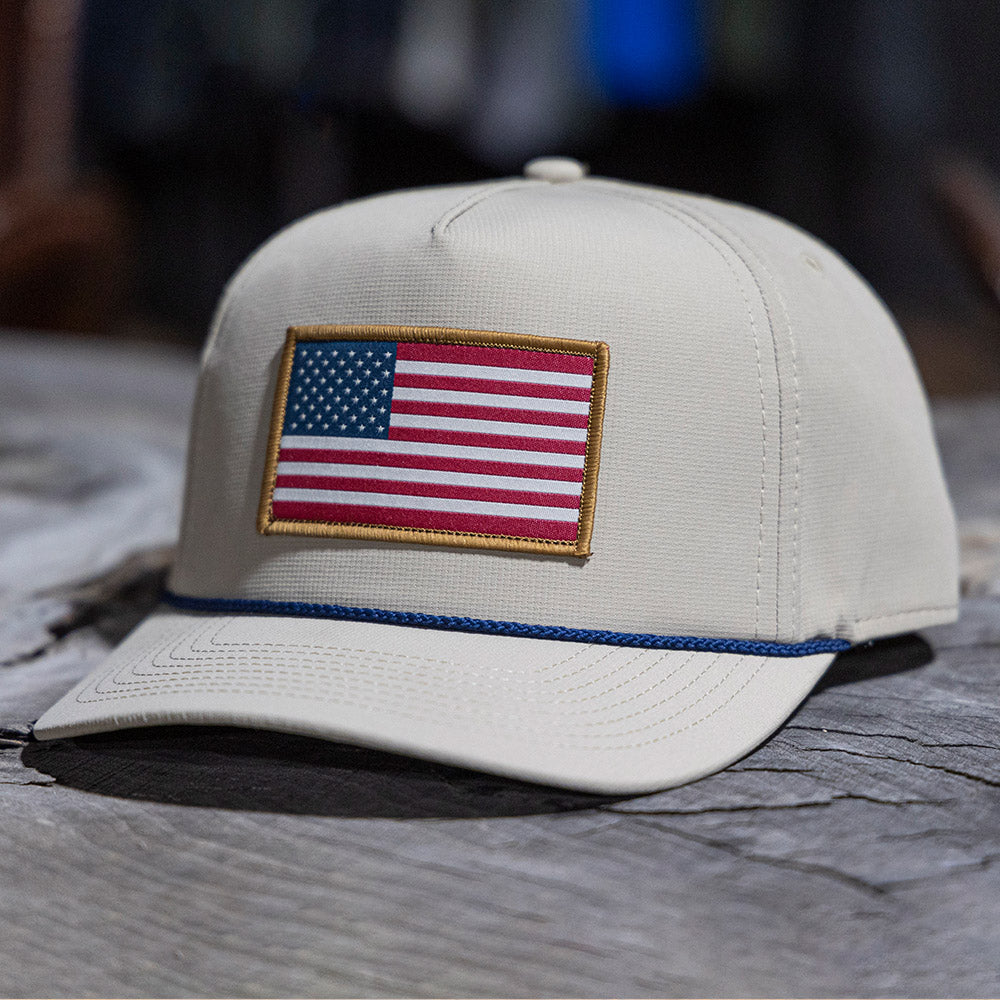 Khaki American Flag Rope Cap