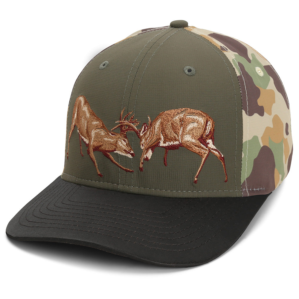 Fighting Deer Rut Cap 6-Panel Riverside Wax Cloth Visor