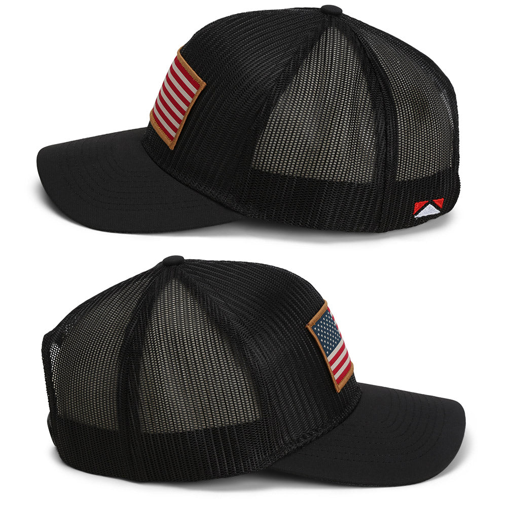 Black All Mesh Flag Cap