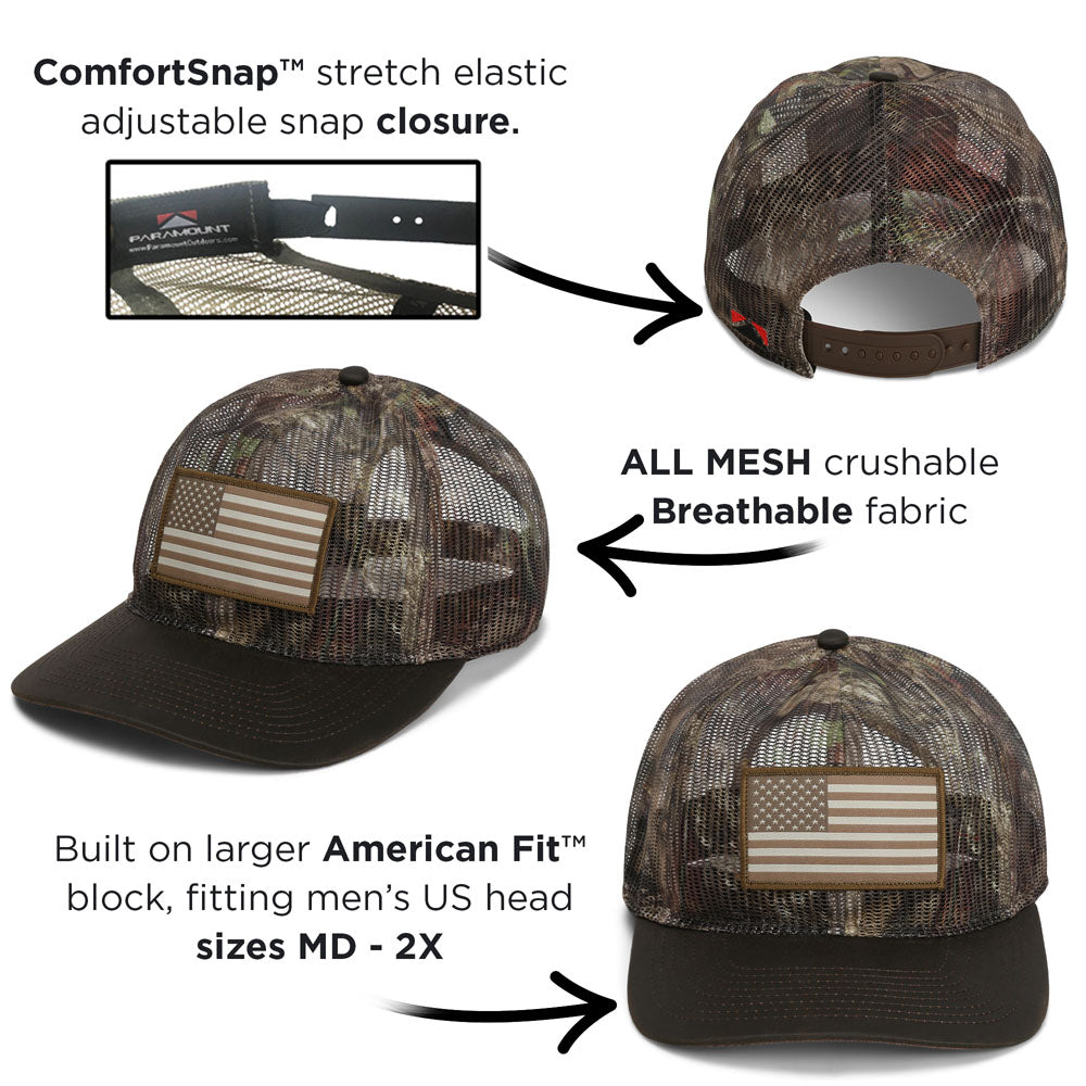 All Mesh Crushable Bow Hunting Flag Cap (Wax Visor)