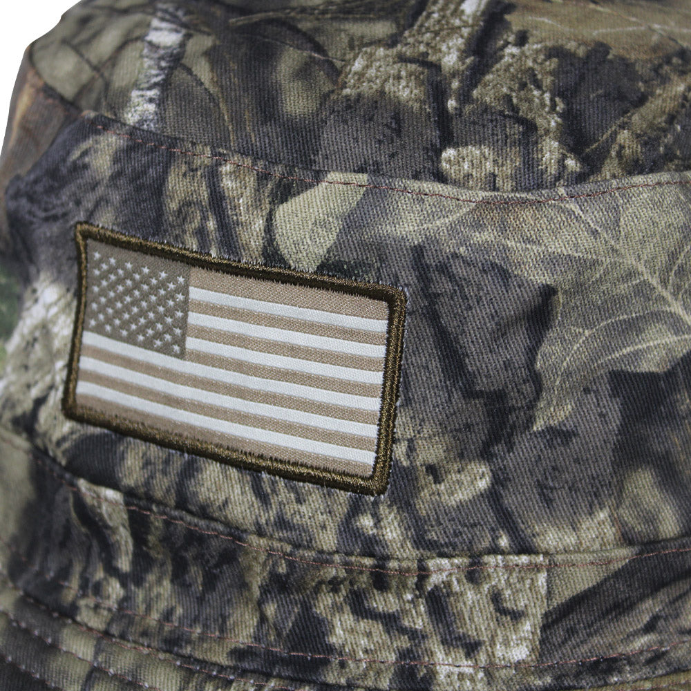 Patriot Full Brim Camo American Flag Bucket Hat (Floats)