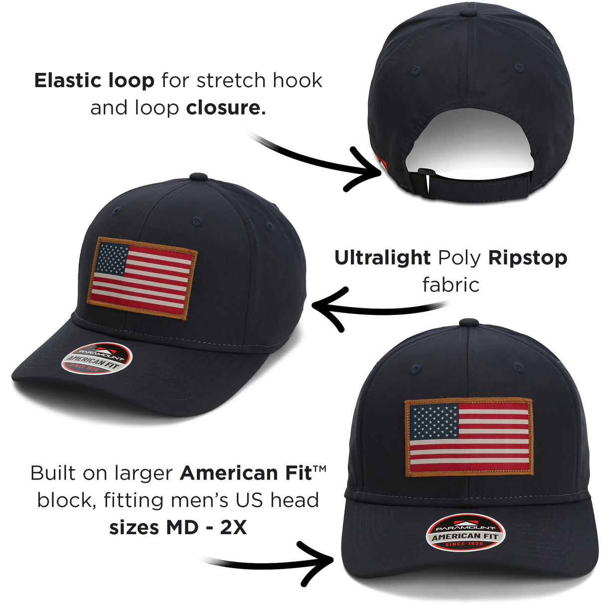 Riverside American Flag Baseball Cap Structured Ripstop