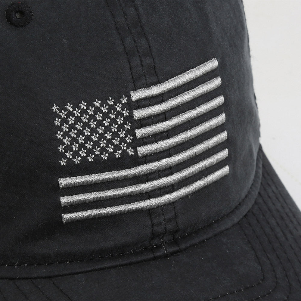 Waxed Cloth American Flag Mesh Back Hat