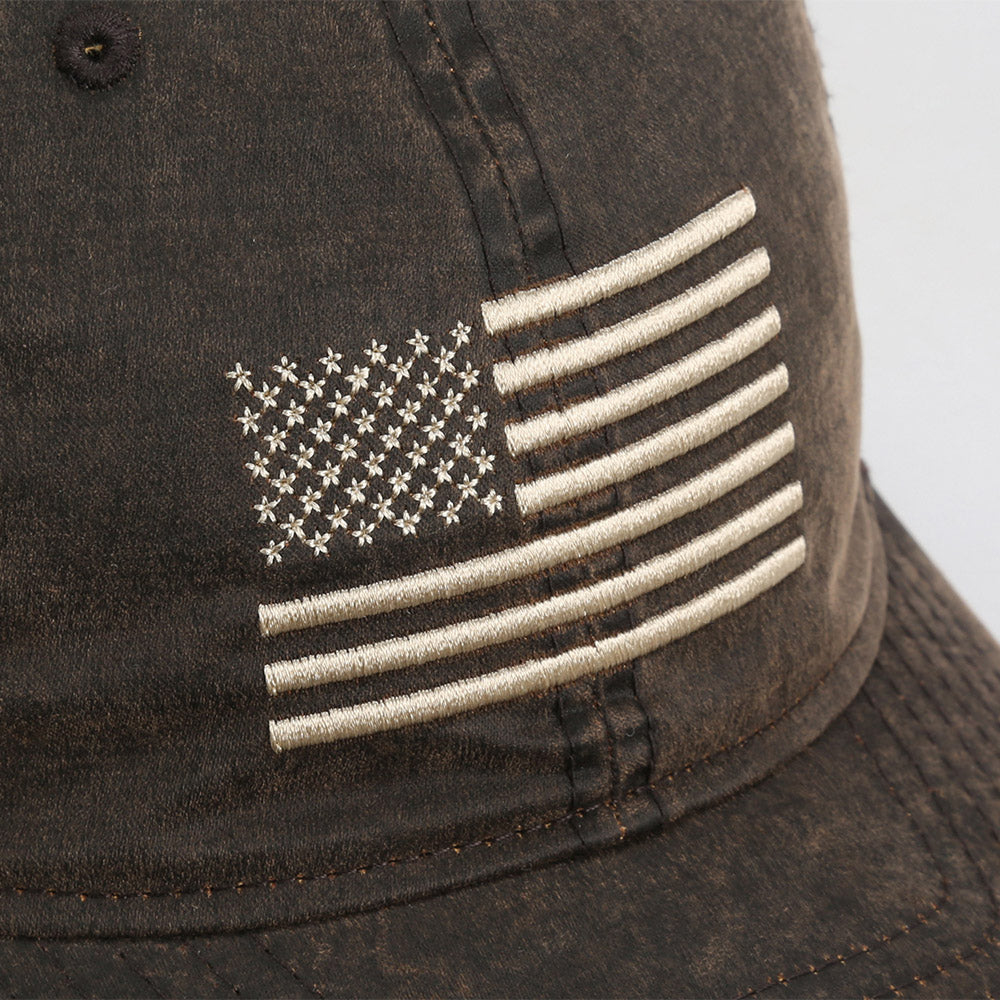Waxed Cloth American Flag Mesh Back Hat