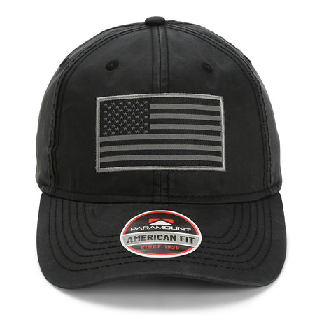 Black Waxed Cloth American Flag Cap