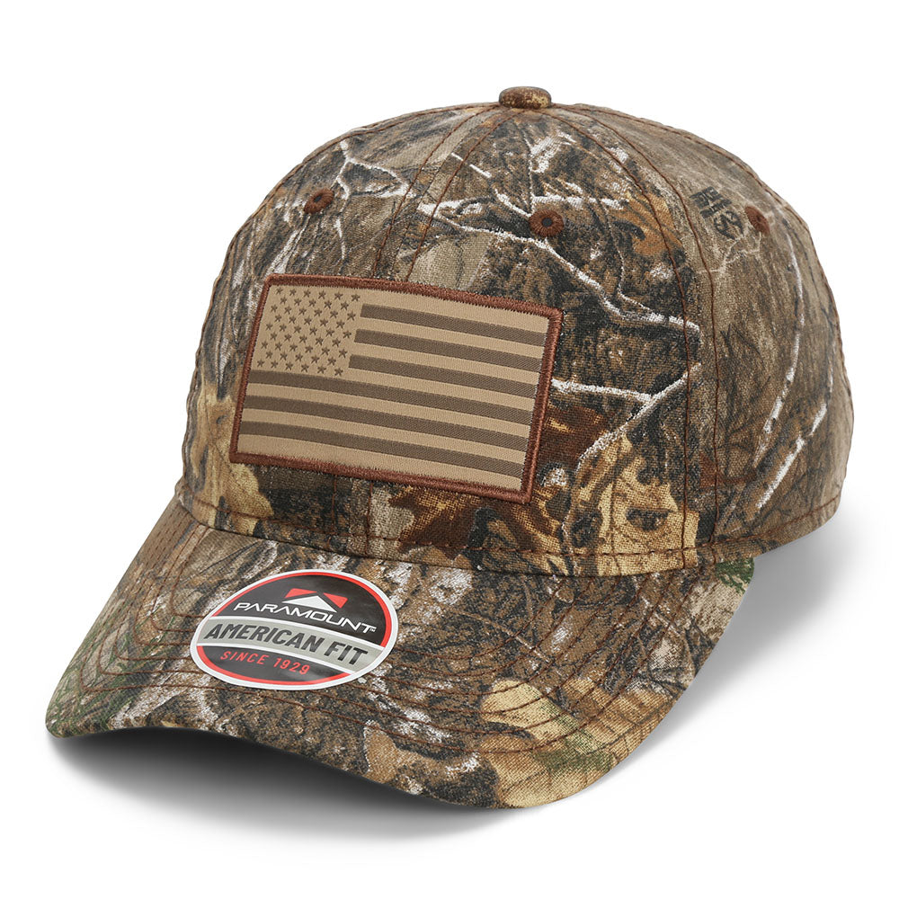 Camo Unstructured American Flag Cap - American Fit