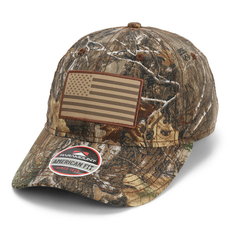 Camo Unstructured American Flag Cap - American Fit