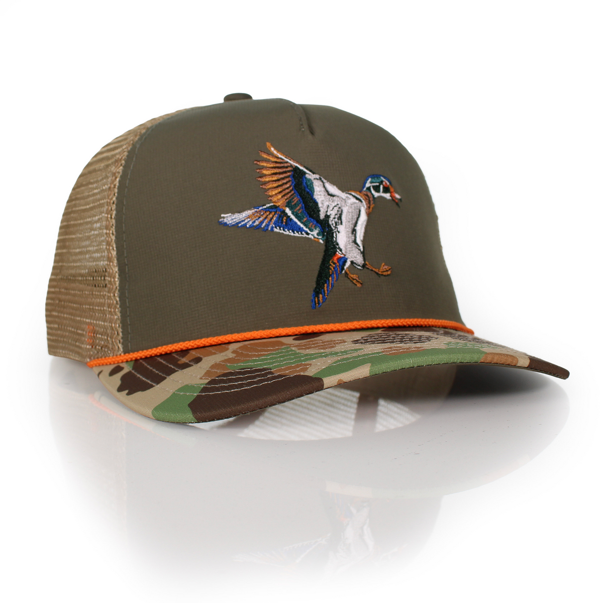 Wood Duck Hat Rope Cap 5-Panel Ridgeline Mesh Back