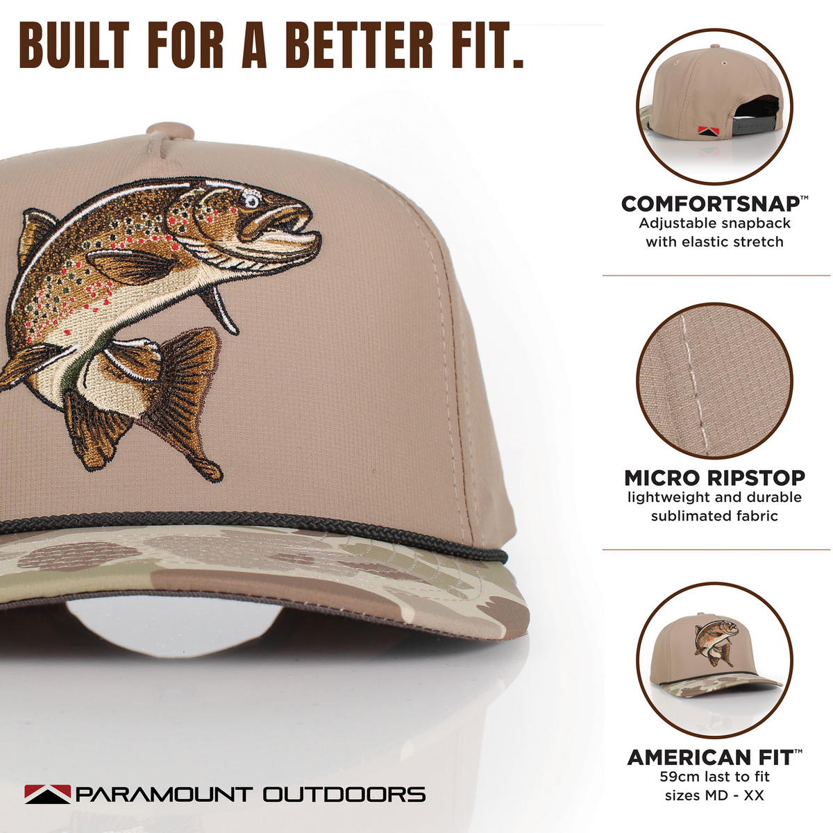 Brown Trout Rope Cap Fly Fishing 5-Panel