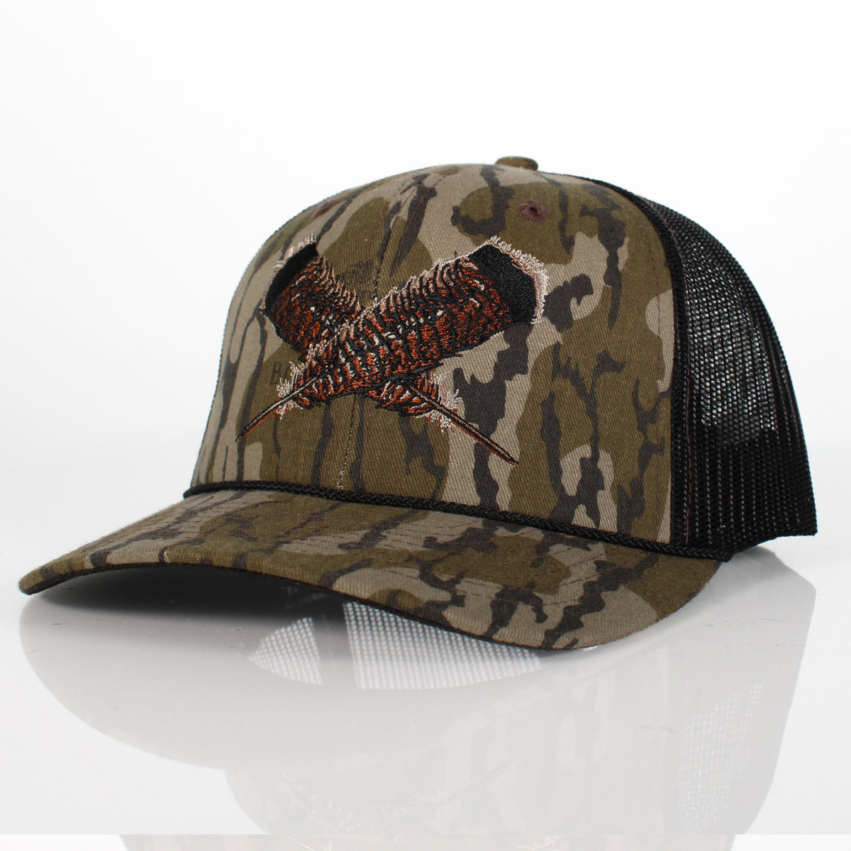 Mossy Oak Bottomland Turkey Feather Meshback Cap