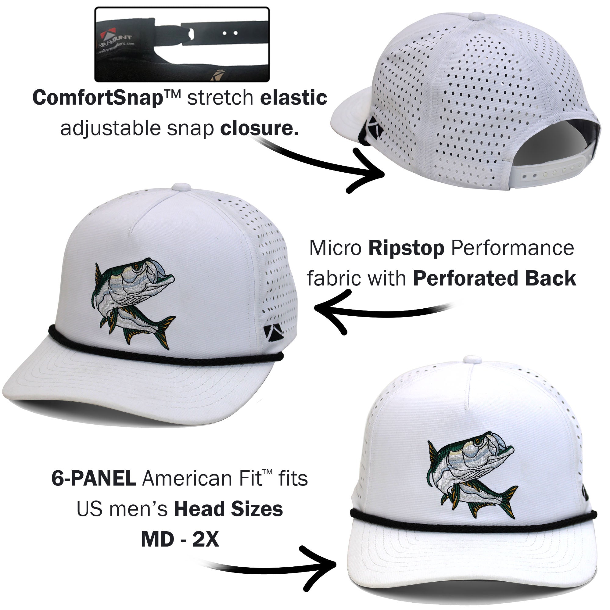 TARPOON 5-Panel Perforated Performance Rope Cap – Paramount Outdoors