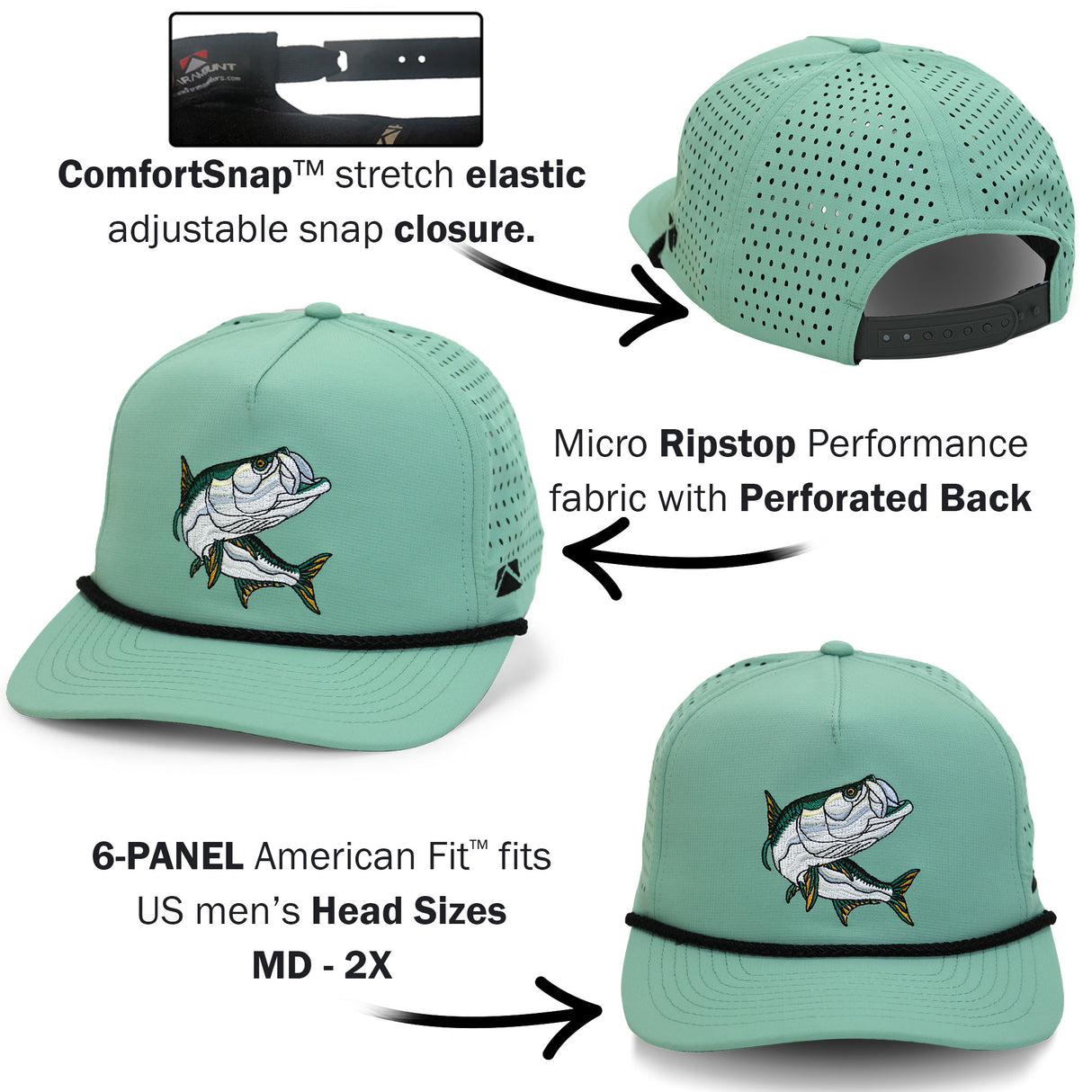 TARPOON 5-Panel Perforated Performance Rope Cap