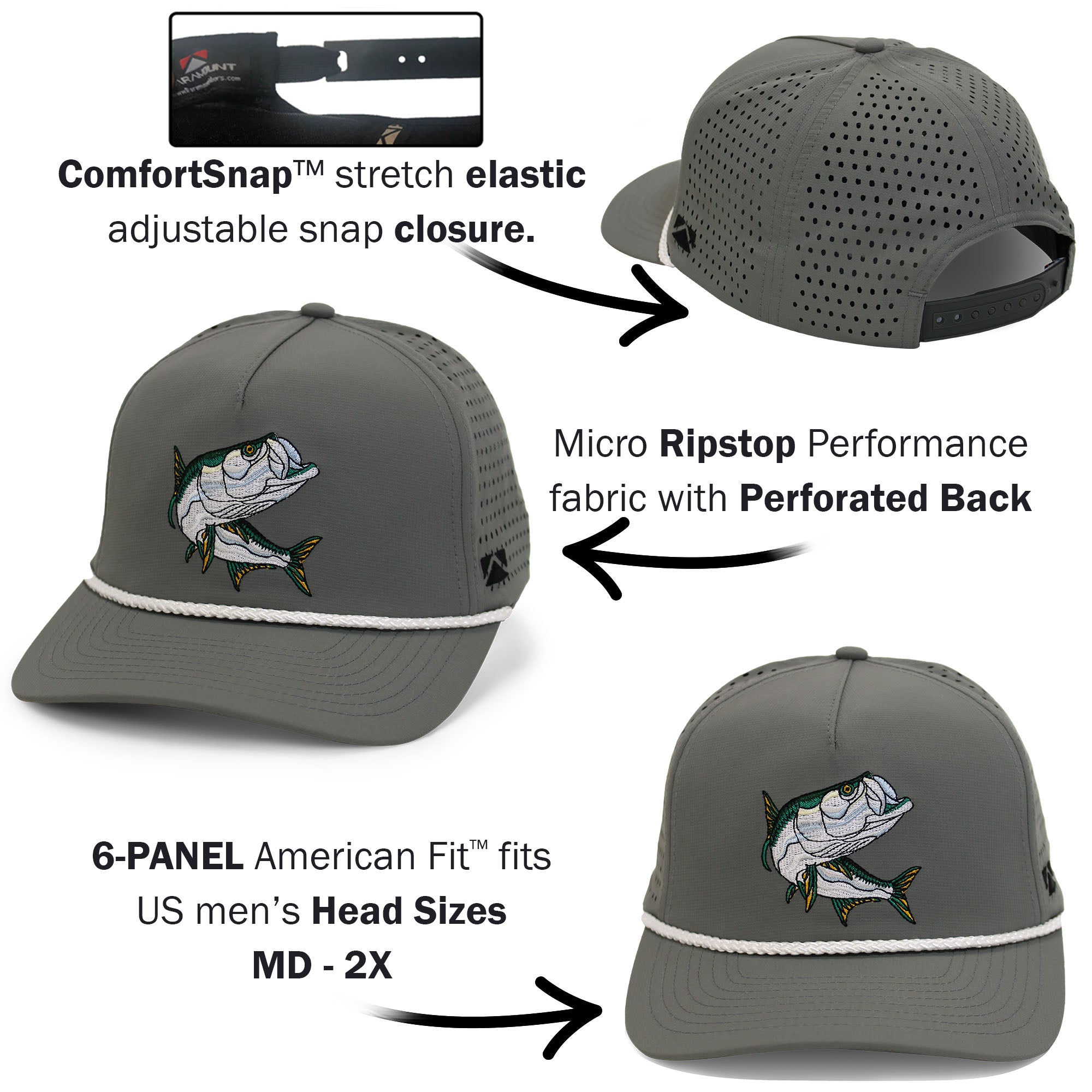 TARPOON 5-Panel Perforated Performance Rope Cap – Paramount Outdoors
