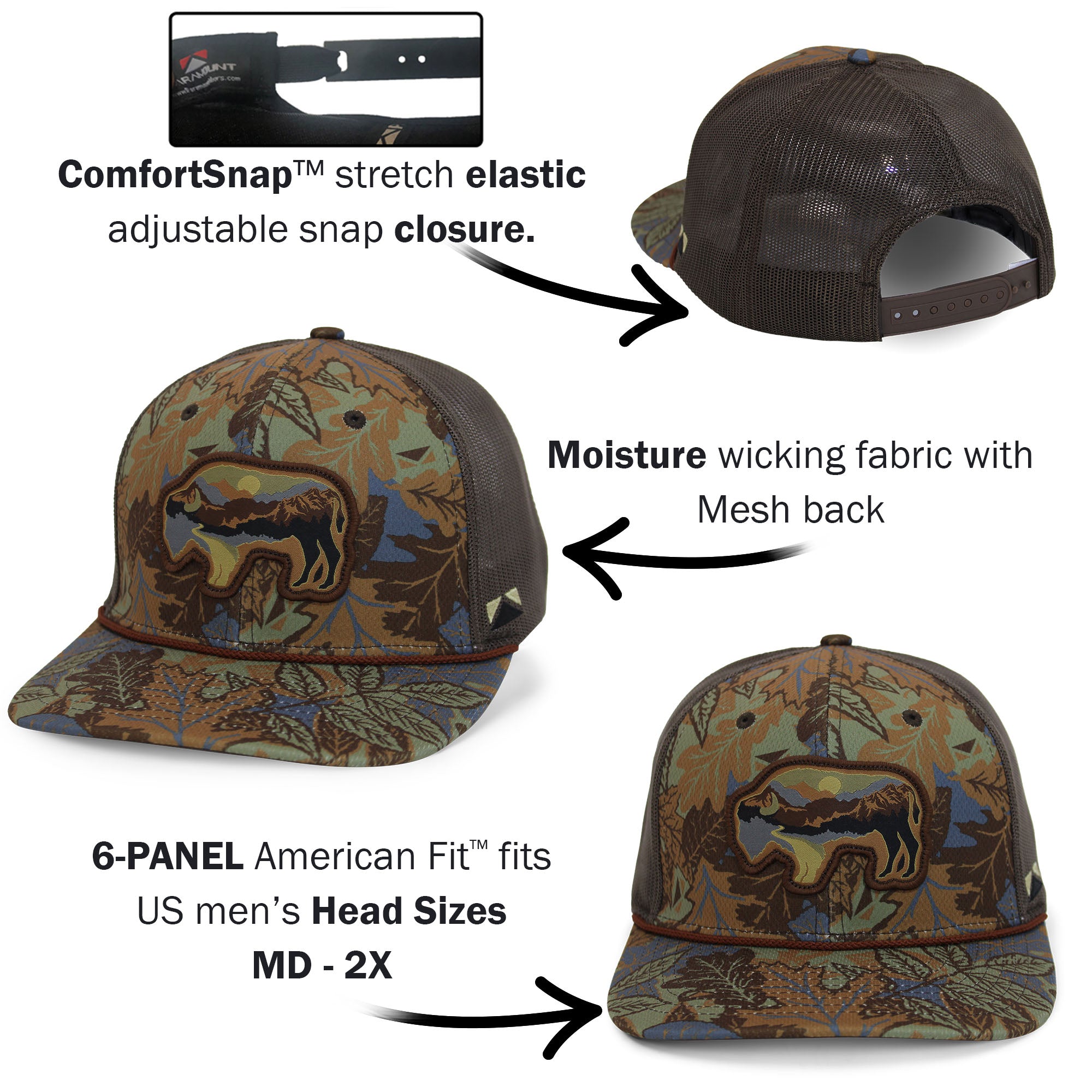 Sunset Bison Buffalo Meshback Rope Cap – Paramount Outdoors