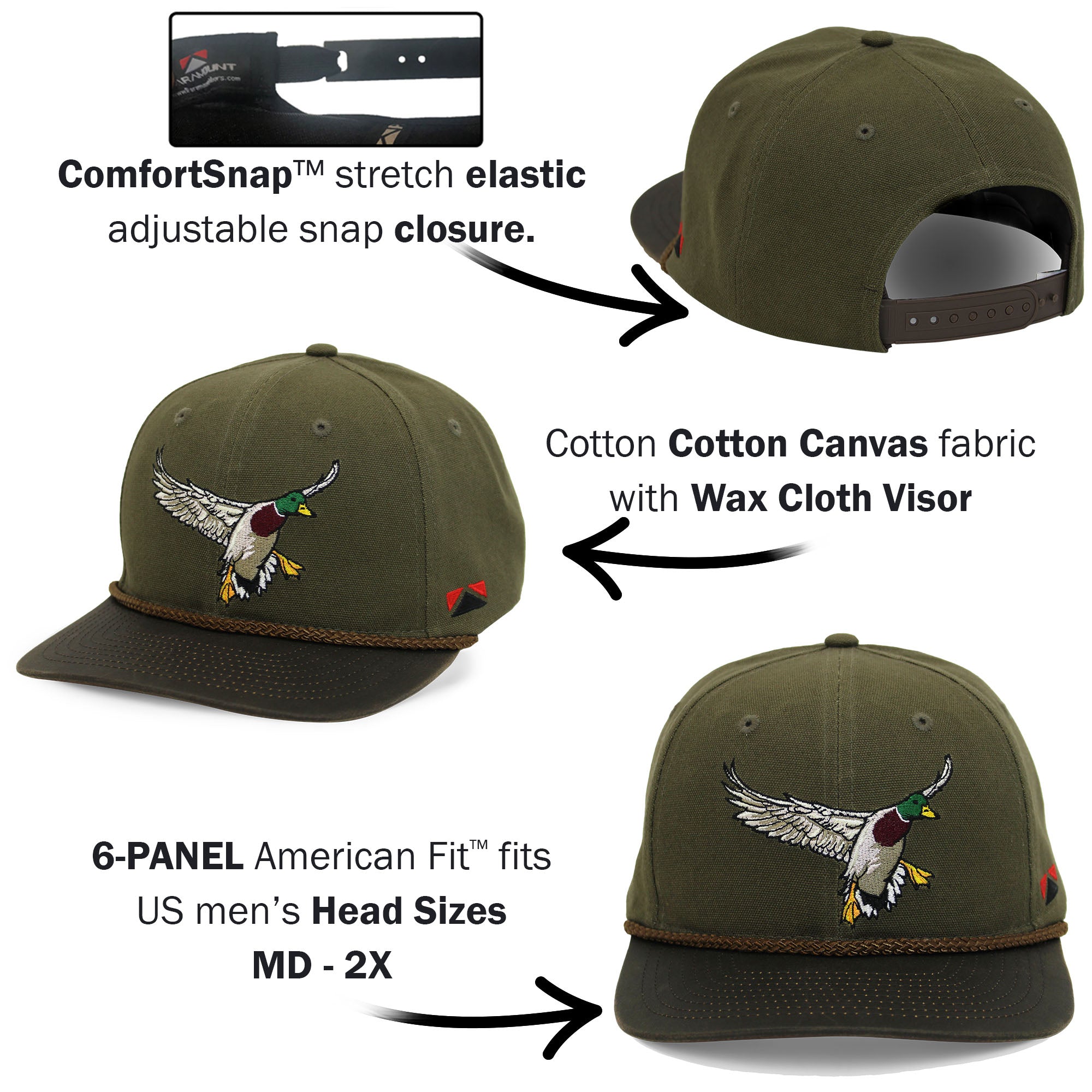 Canvas Mallard Drake Duck Hat with Wax Cloth Visor – Paramount