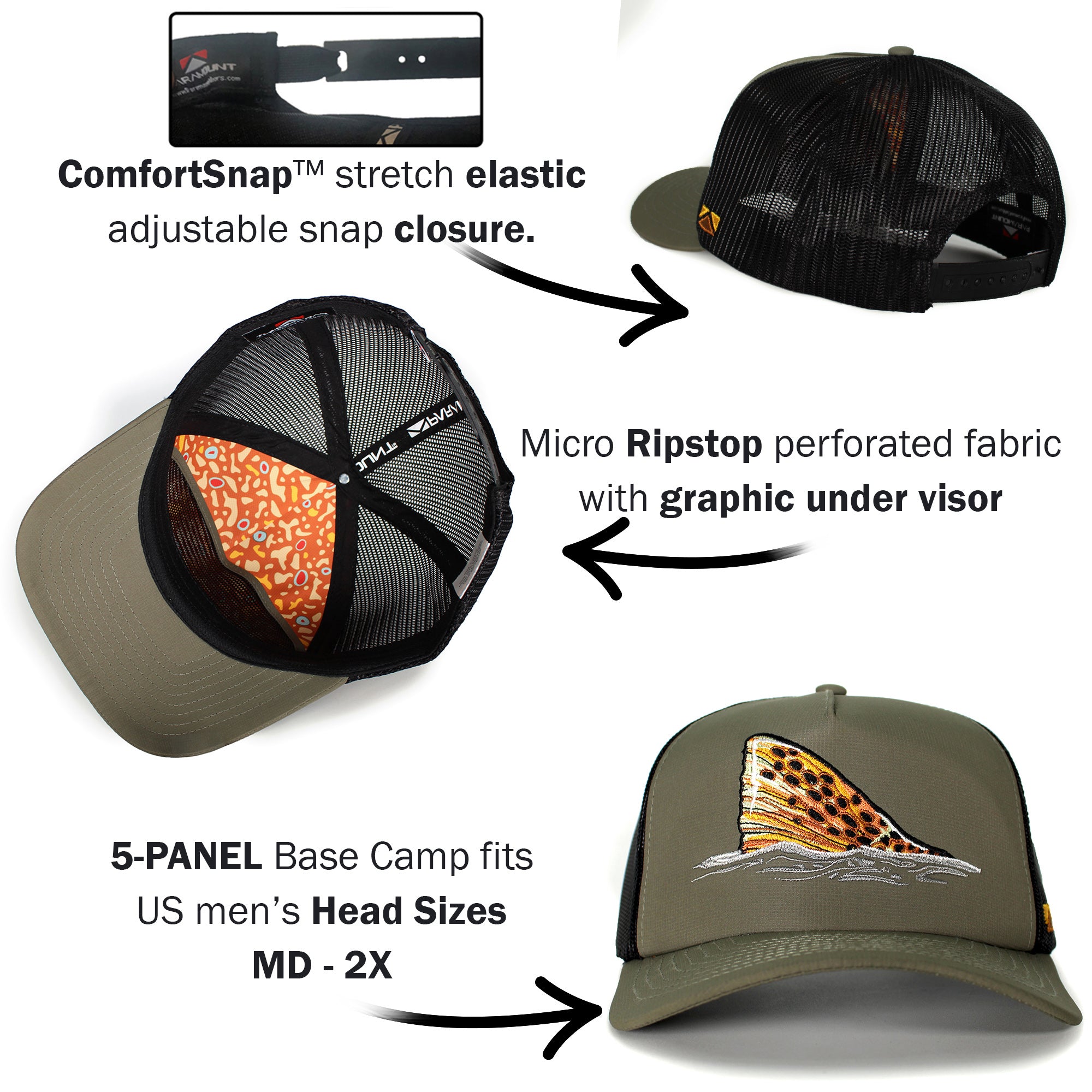 帽子 Tenderloin ripstop hunting hat Brown Trout Rope Cap Fly Fishing 5-Panel - Paramount Outdoors