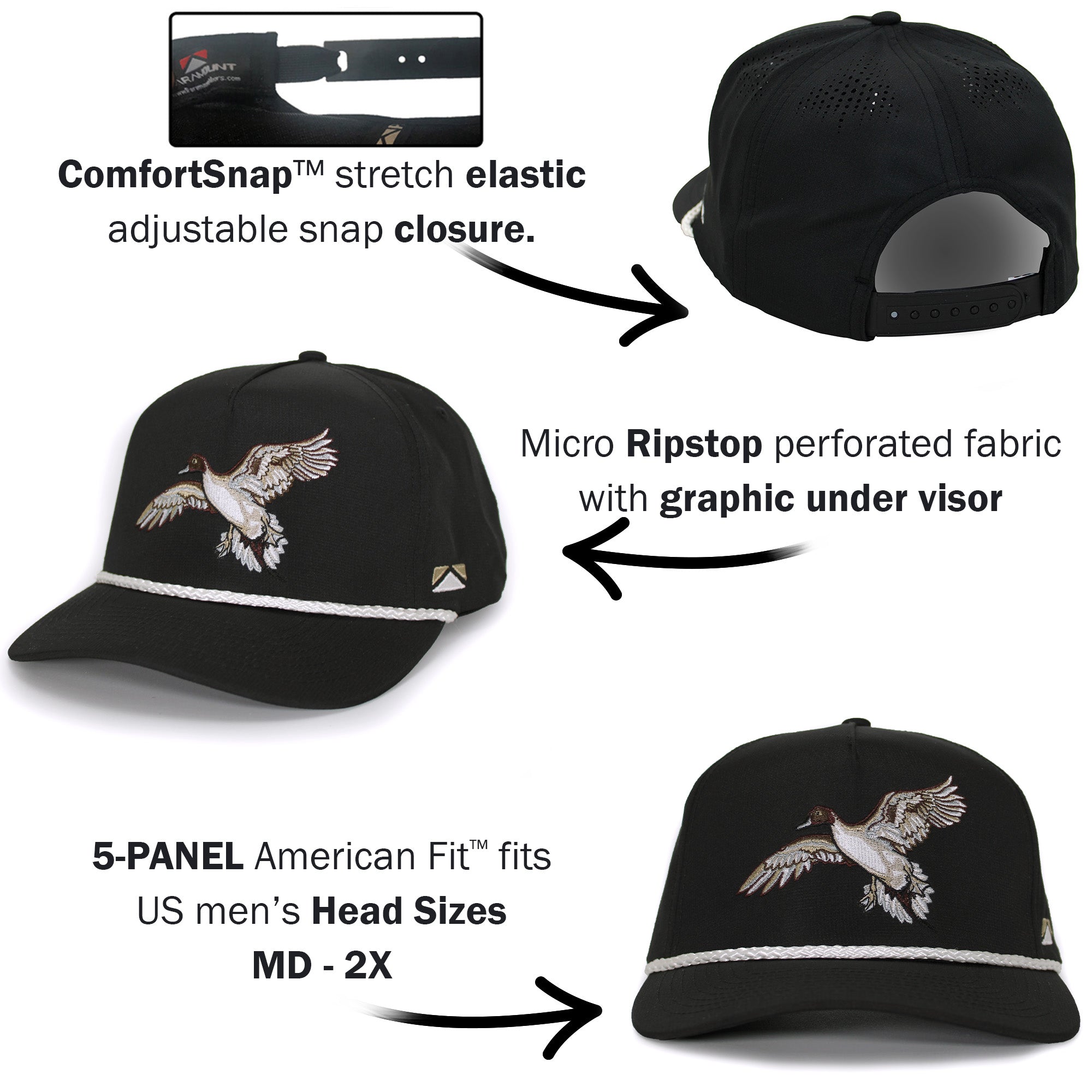 Roppie　0516 Wood Duck Hat Rope Cap 5-Panel Ridgeline Mesh Back