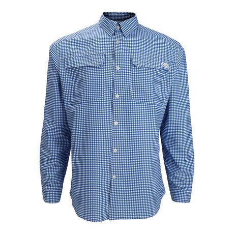 Blue Gingham Long Sleeve Fishing Shirt