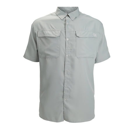 Short Sleeve Button Down Fishing Shirt Silver