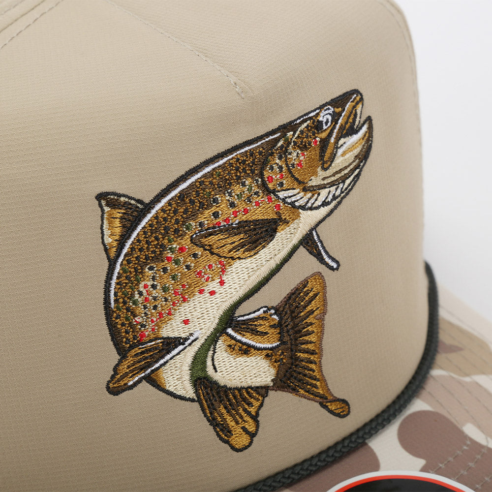 Banjo Brand Trout fishing Camo ropebrim SnapBack hat