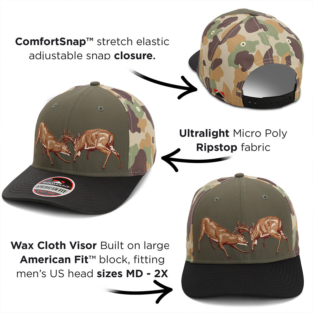 Fighting Deer Rut Cap 6-Panel Riverside Wax Cloth Visor