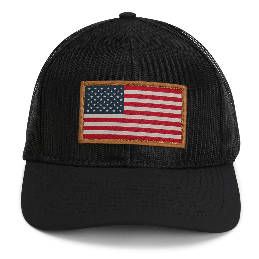 Paramount Outdoors All Mesh Breeze American Flag Cap Crushable All Mesh Trucker Hat Rope Cap Black