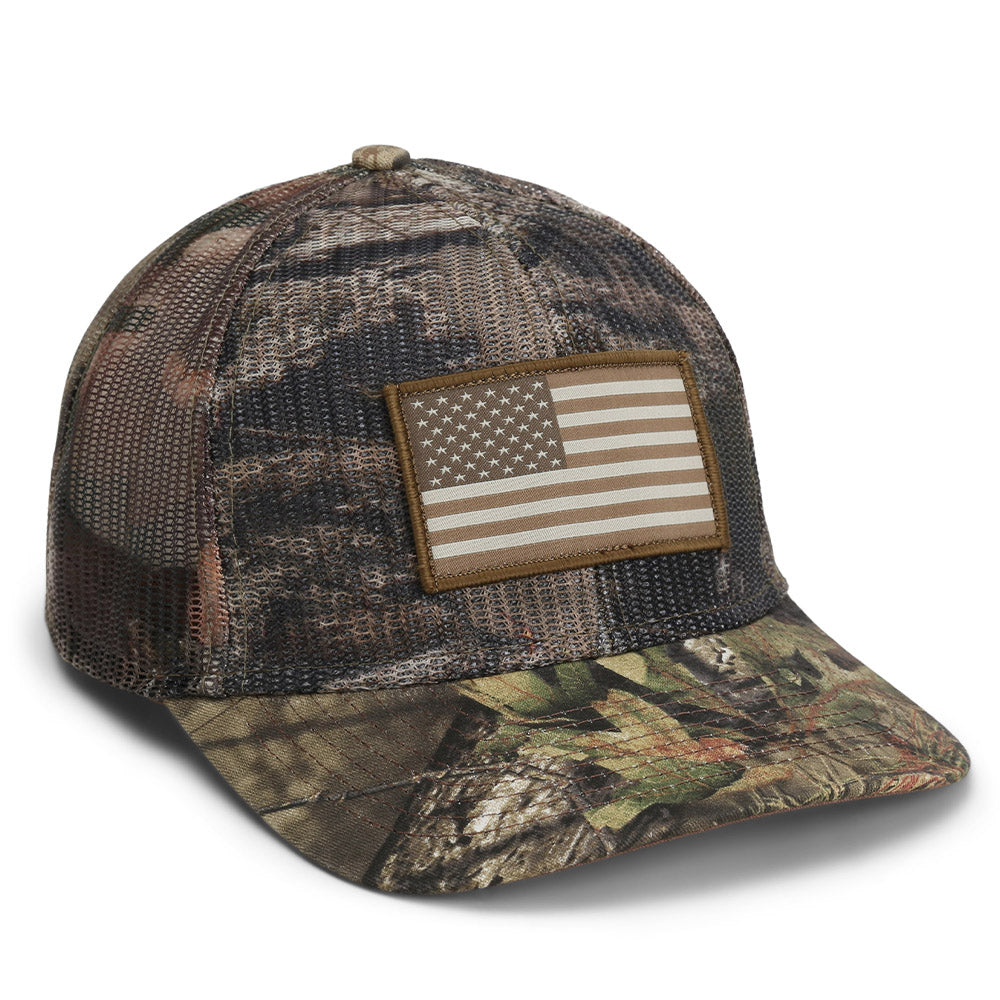 All Mesh Mossy Oak Camo Hunting Flag Cap (Structured) - Paramount Outdoors