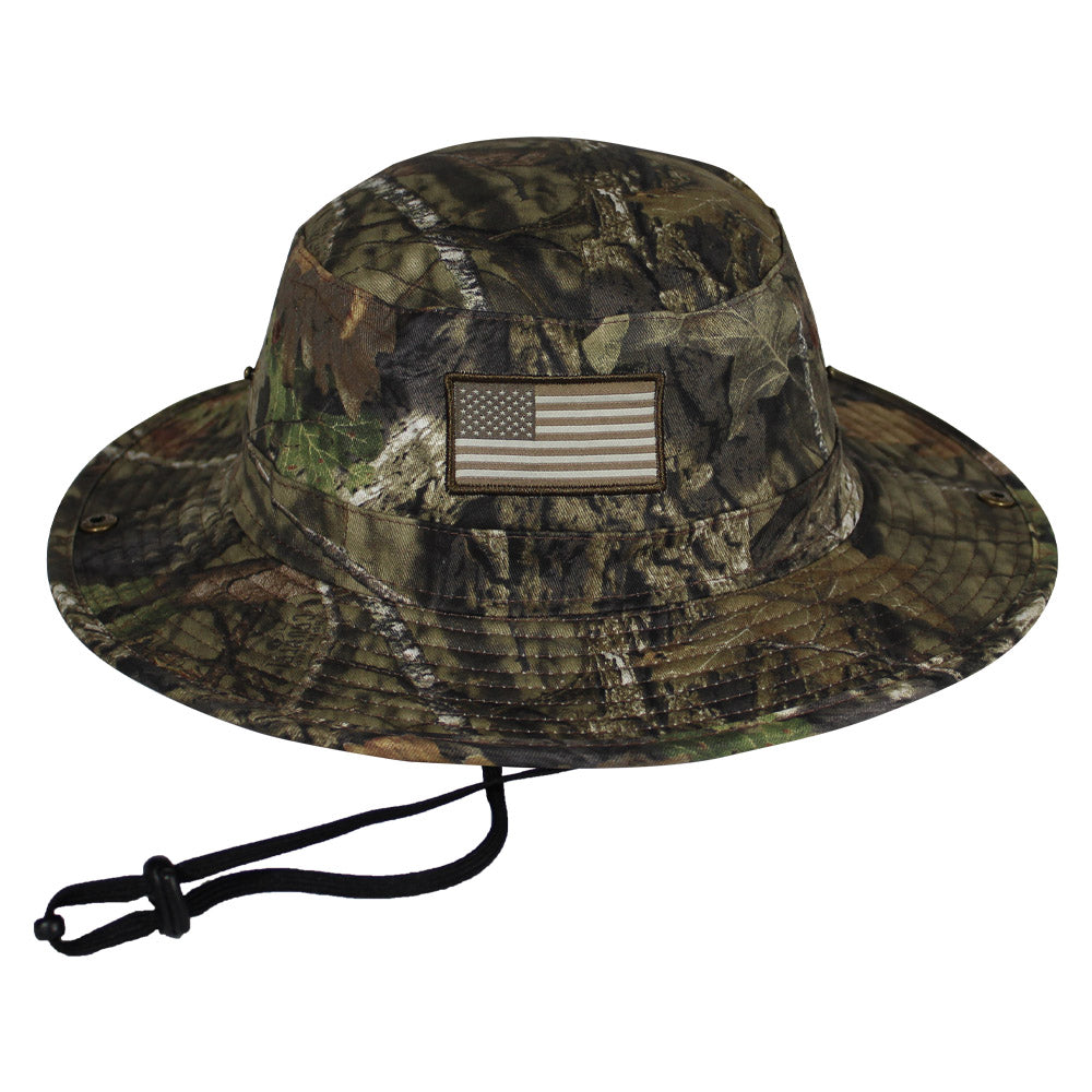 Patriot Full Brim Camo American Flag Bucket Hat (Floats)