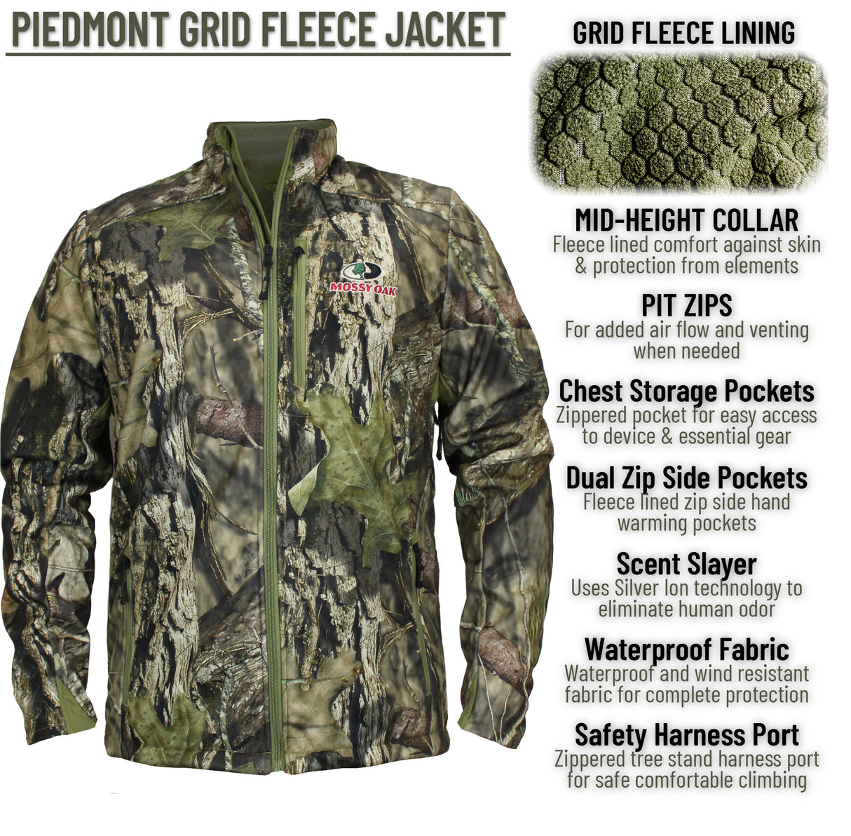 PIEDMONT Mid-Season Grid Fleece Waterproof Insulated Camo Jacket