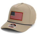 USA American Flag Khaki Rope Cap