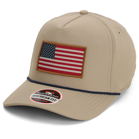 USA American Flag Khaki Rope Cap
