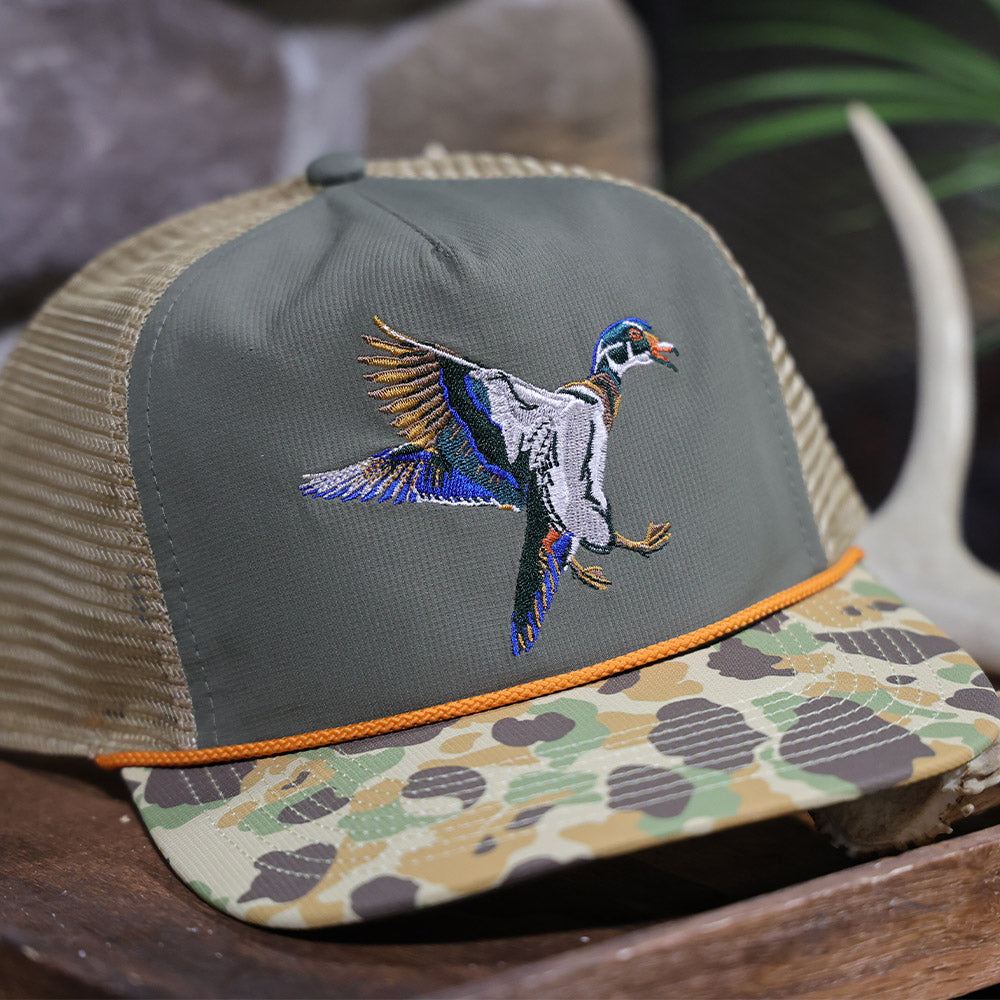 Wood Duck Hat Rope Cap 5-Panel Ridgeline Mesh Back - Paramount Outdoors