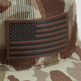 Old School Desert Camo All Mesh Leather Patch American Flag Hat