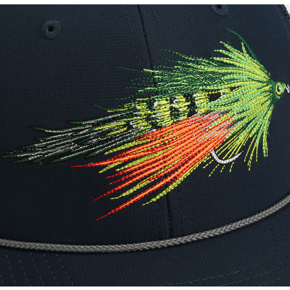 【PAMEO POSE】Double Fur Flight Cap Fire Tiger Streamer Fly Fishing Mesh Back Rope Cap